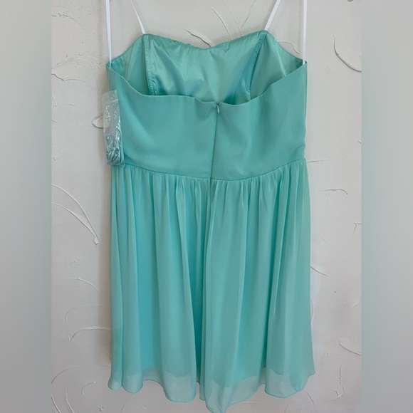 FIESTA Strapless Mint Green Mini Prom Dress with Rhinestone cummerbund SZ XL - Picture 3 of 12
